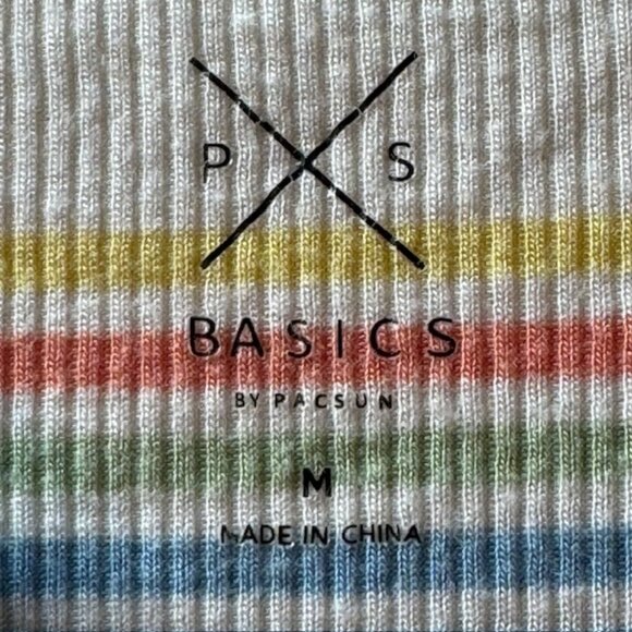 PS Basics PacSun Striped V-neck Shirt Top sz M - Picture 4 of 7